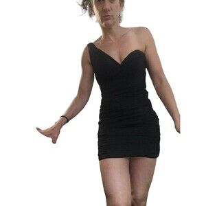La Femme one shoulder black formal mini Dress xs 2